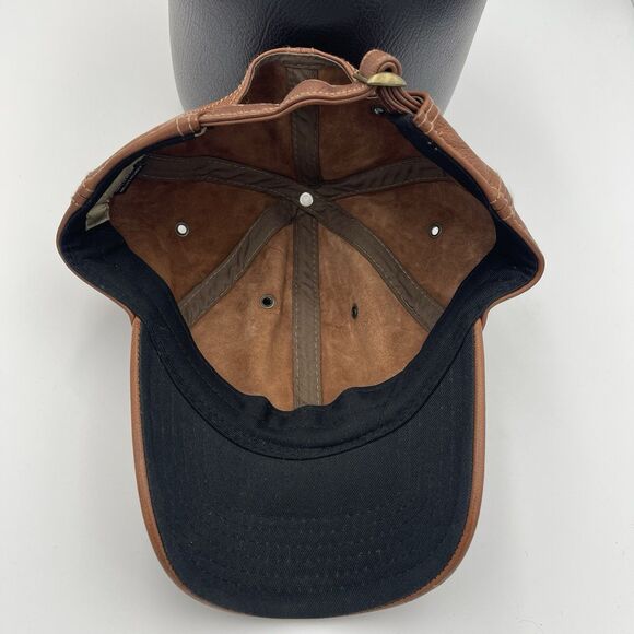 The Territory Ahead All Leather Brown Strapback Baseball Cap Hat Adjustable OSFM - Picture 13 of 15